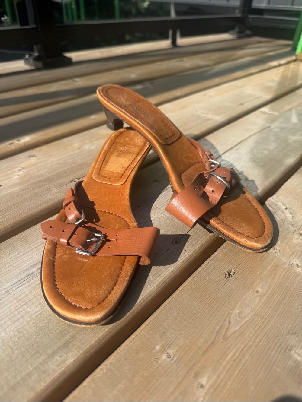 Hermes vintage leather kitten heel sandal - Picture 2 of 6